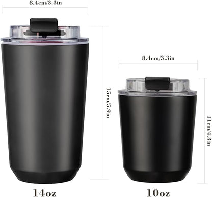 Puraville Insulated Tumblers with Lid, 14 oz Travel Coffee Mug Stainless Steel Vacuum Cup, Leak Proof Reusable Double Walled Coffee Tumbler for Iced and Hot Drinks, Black - Image 2