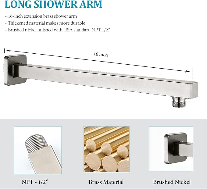 Shower System with 10 Inch Overhead Shower 4 Setting Handheld Spray Rough In Pressure Balance Valve Body with Trim Kit Wall Mounted Rainfall Shower Faucet Set (Brushed Nickel) - Image 7