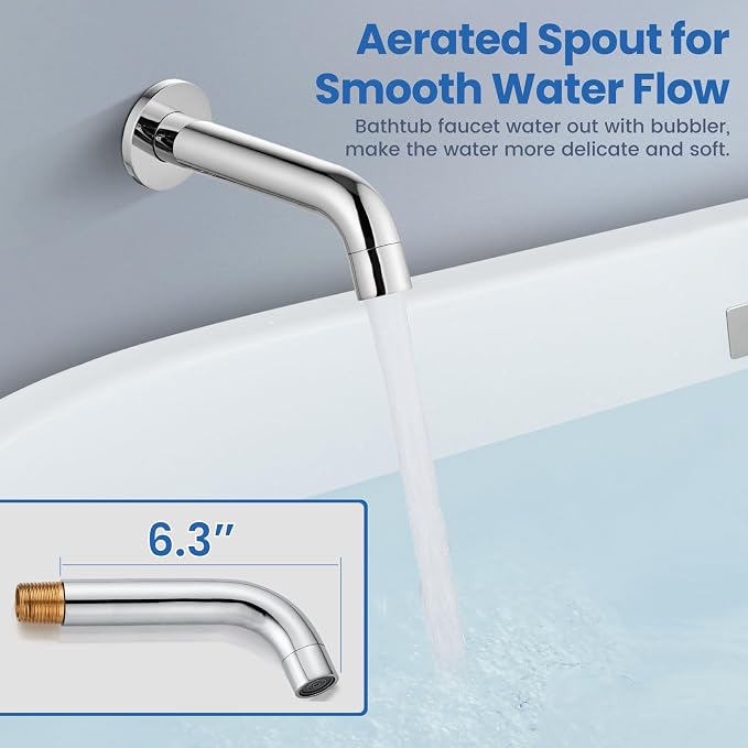 Airuida 3-Function Rain Shower System Set – Wall Mount Tub Shower Combo with Handheld Shower and Tub Spout,10 Inch Shower Head,Chrome Polish - Image 4