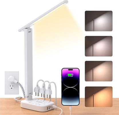 One Beat Small LED Desk Lamp Power Strip 5ft Extension Cord by OneBeat