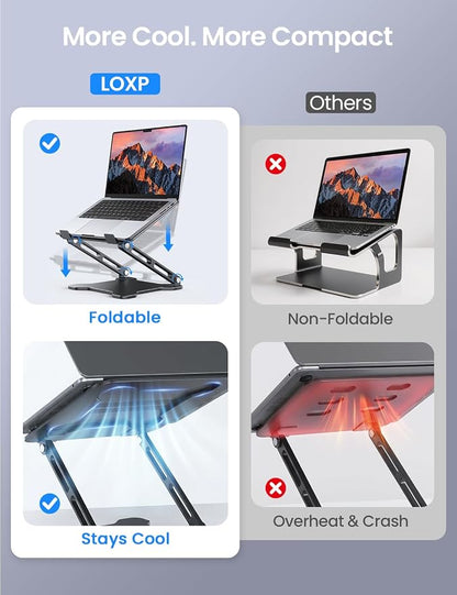 LOXP Adjustable Laptop Stand for Desk, Metal Foldable Laptop Riser Holder - Image 2