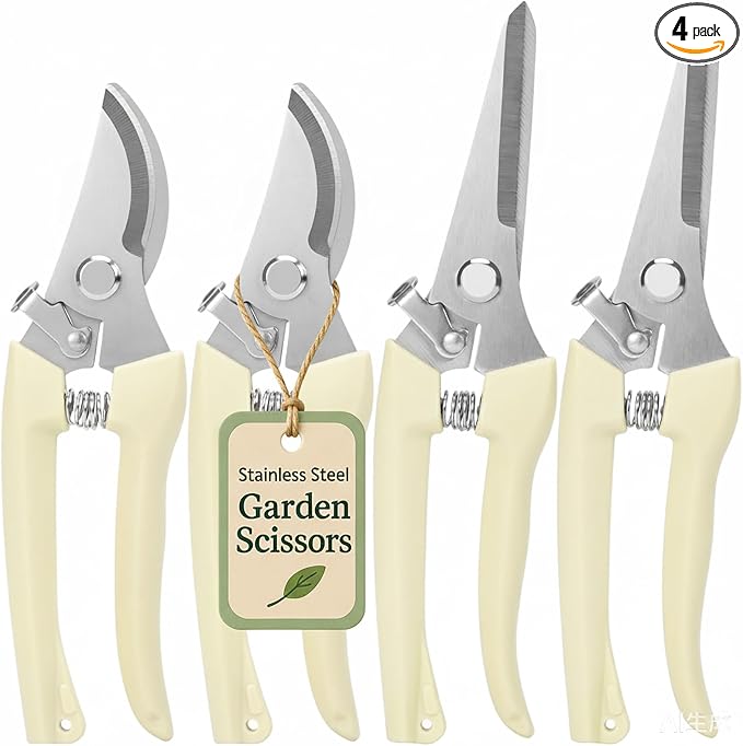 4PACK Pruning Shears, Stainless Steel Garden Shears, Sharp Handhled Gardening by Fovcent