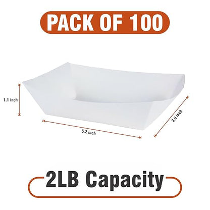 2lb White Paper Food Trays - Image 7
