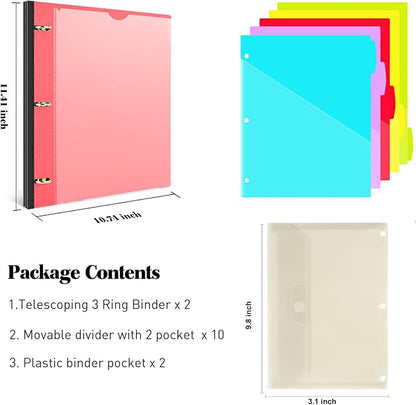 INFUN 1 Inch Telescoping Project Organizer Binder-2PCS, 13 Pocket, Customizable - Image 2
