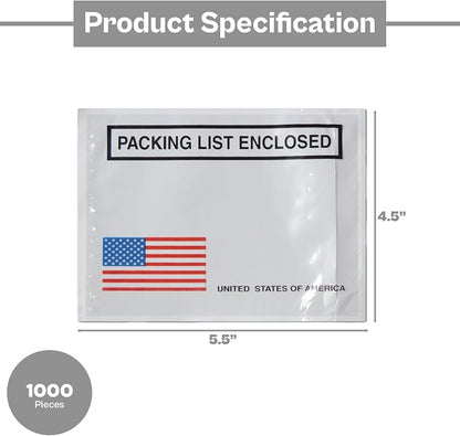 PSBM Bulk 1000 Pack 4 1/2" x 5 1/2" Back Loading Packing List Envelopes - Image 4