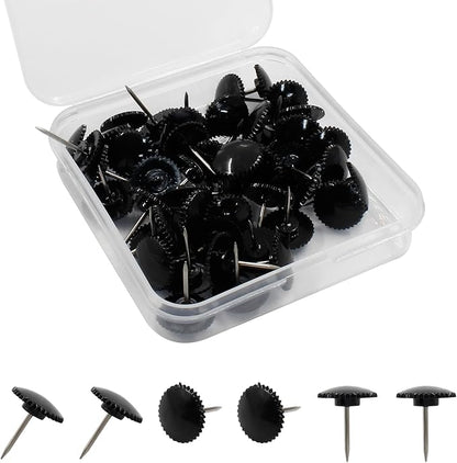 Piutouyar 50 Pcs Black Push Pins, Plastic Thumb Tacks by Piutouyar