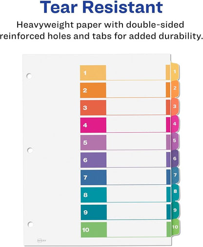 Avery 10 Tab Dividers for 3 Ring Binders, Customizable Table of Contents - Image 5