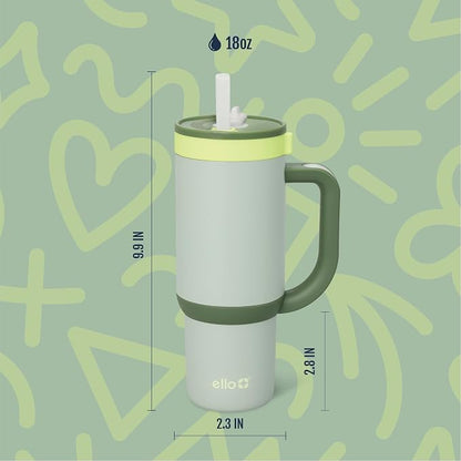 Ello Oasis 18oz Stainless Steel Kids Tumbler with Handle & Retracting Straw, 100% Leakproof, Double-Wall Vacuum Insulated, Kids Water Bottle for School, BPA Free, Dishwasher Safe, Avocado - Image 7
