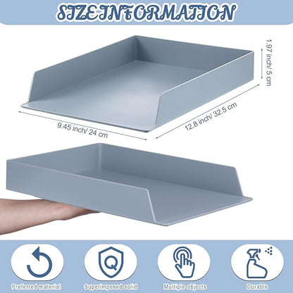 Wenqik 6 Pcs Stackable Paper Trays Rectangular Plastic Desk Holder Desktop - Image 3