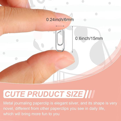 100 Pieces Metal Mini Paper Clips 0.59inches Finish Steel Tiny Journaling - Image 2
