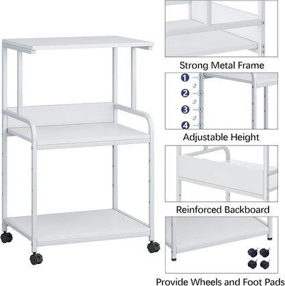 Arbuxzuy Printer Stand with Storage Shelf, 3 Tier Printer Cart with Wheels - Image 2
