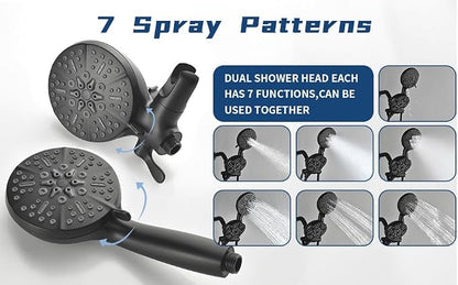 2 Handle Shower Faucet Shower System Complete 2 in 1 Shower Combo Set with Handheld Showerhead Shower Trim Kit Wall Mounted Shower Fixtures Matte Black - Image 4