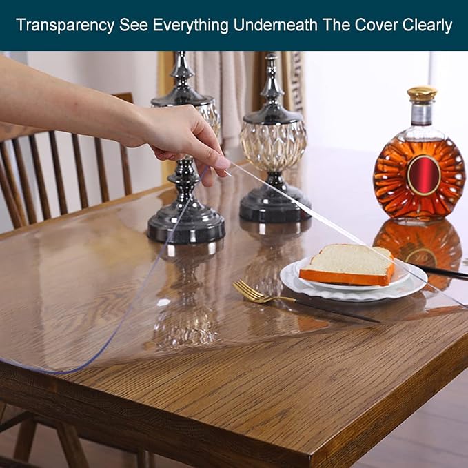 17x42 Inch Clear PVC Desk Pad Dining Room Table Protector Plastic Tablecloth - Image 4