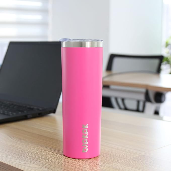 BJPKPK 20 oz Skinny Tumbler with Lid Slim Insulated Travel Coffee Cup Stainless Steel Thermal Mug,Pink - Image 4