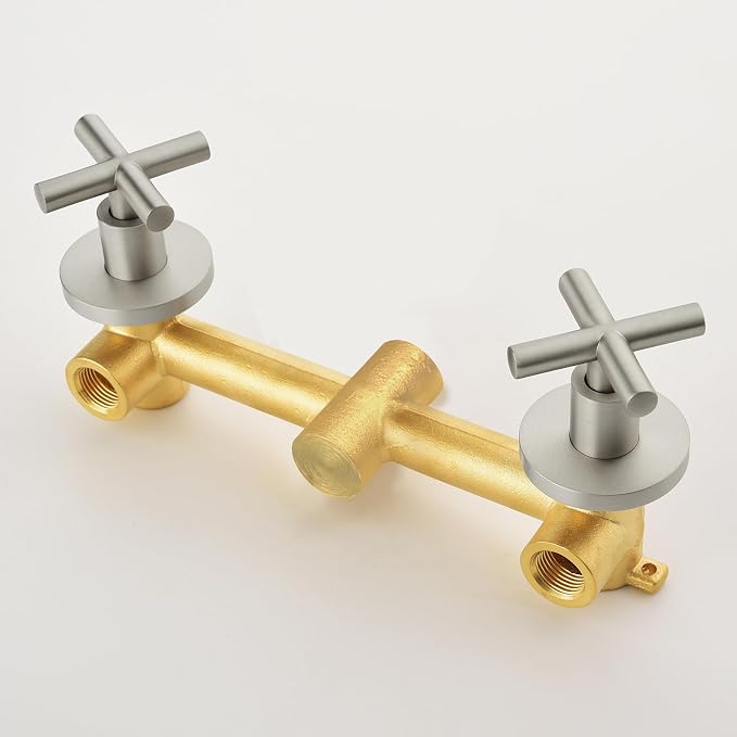 2 Handles Shower Faucet Shower System Complete 2 in 1 Shower Combo Set with Handheld Showerhead Shower Trim Kit Wall Mounted Shower Fixtures Brushed Nickel - Image 8