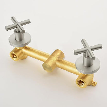 2 Handles Shower Faucet Shower System Complete 2 in 1 Shower Combo Set with Handheld Showerhead Shower Trim Kit Wall Mounted Shower Fixtures Brushed Nickel - Image 8