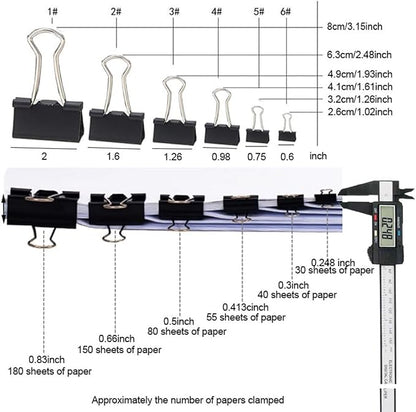 200PCS Binder Clips Paper Clamps Assorted Sizes, Mini and Micro, 6 Sizes - Image 3