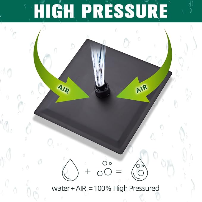 Shower Head Matte Black, Shower Faucet Set Bathroom Shower System with 8 inch Square Rain Shower Head Wall Mounted with 3-Setting Handheld Spray, Rainfall Shower Combo Set - Image 8