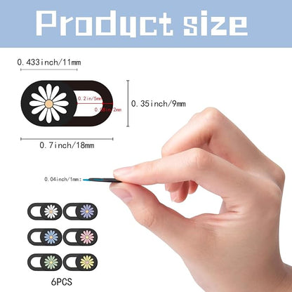 6Pcs Laptop Camera Covers Webcam Cover Slide Floral Daisy Pattern Privacy - Image 2
