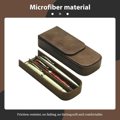 Leather Triple Pen Case Pencil Pouch Holder - Image 3