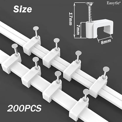 Easytle 200 Pcs 8mm Cable Clips Nail in Flat Ethernet Cable Wall Clips - Image 2