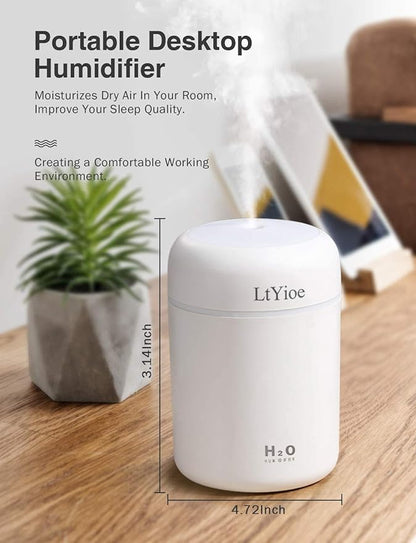 Colorful Cool Mini Humidifier, USB Personal Desktop Humidifier for Car, Office Room, Bedroom,etc. Auto Shut-Off, 2 Mist Modes, Super Quiet. (White) - Image 2