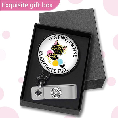 It's Fine I'm Fine Everything 's Fine Badge Reel Retractable - Image 4