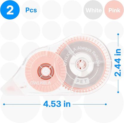 OWLKELA 2 Pack Plus Correction Tape, Tear-Resistant White Correction Tape - Image 2