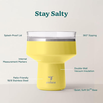 REDUCE Saltini 16 oz Cocktail Tumbler - Insulated Margarita Tumbler with Lid - Keeps Drinks Cold for 10 Hours - 360 Sippable Martini Glass Alternative - Shatterproof, Perfect for Parties - Pina Colada - Image 3