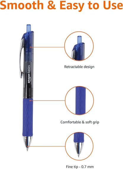 Amazon Basics Retractable Gel Pens, Fine Point 0.7mm, Smooth Writing, No-Smear - Image 4