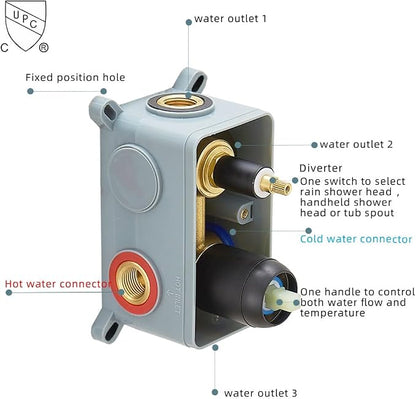 Matte Black Shower System with Tub Spout Wall Mounted Bathtub Shower Faucet Set for Bathroom with High Pressure 10" Rain Shower head and Handheld Shower Head Kit - Image 6
