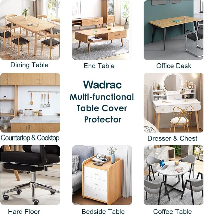 Wadrac 22x40 inch Transparent Coffee Table Protector Plastic PVC Tablecloths - Image 6
