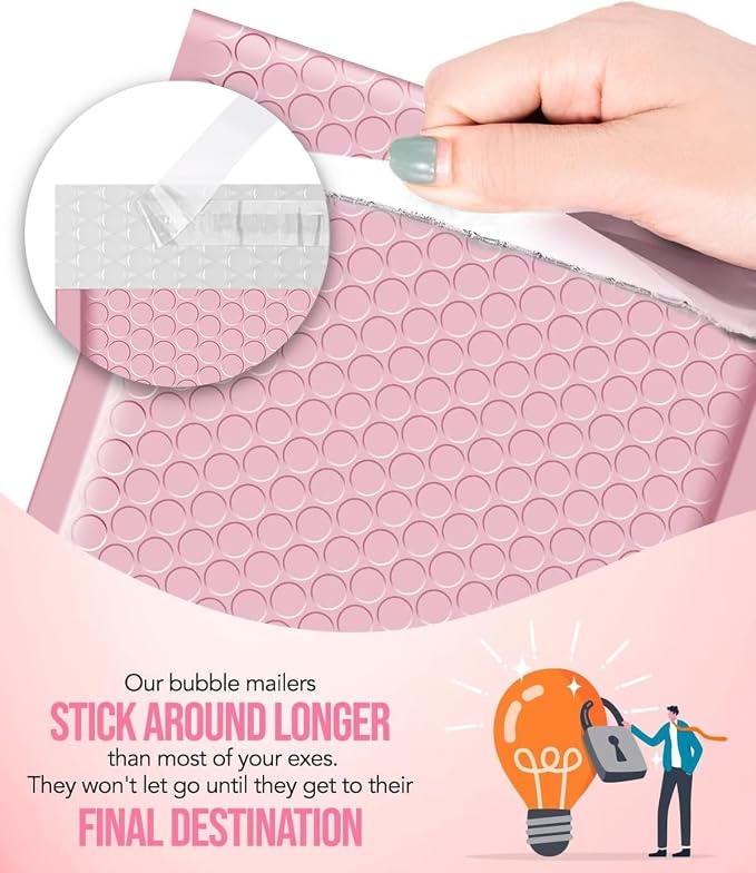GSSUSA Light Pink Bubble Mailers 6x10 Small Padded Envelopes 1000 Pack - Image 6