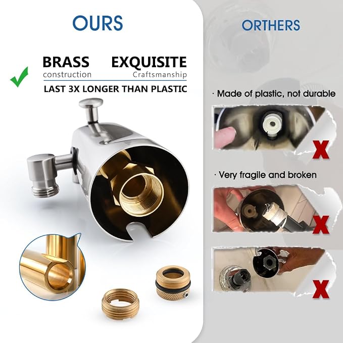 PROOX All Metal Tub Spout with Diverter Brushed Nickel, Diverter Tub Spout for Hand Shower - Image 2