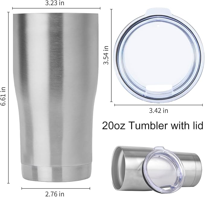DOMICARE 20oz Tumbler with Lid Stainless Steel Tumblers Bulk, Double Wall Vacuum Insulated Coffee Travel Mug, 1 Count (Pack of 1) Stainless Steel - Image 5