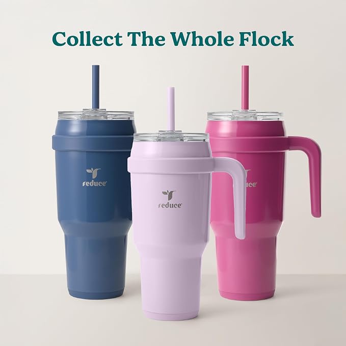 REDUCE 40 oz Stainless Steel Tumbler with Handle - Dual-Wall Vacuum Insulated Travel Mug, Sweat-Proof Lid & Reusable Straw - Keeps Drinks Cold for 24 Hrs, Fits Cupholders, Dishwasher Safe - Matcha - Image 7