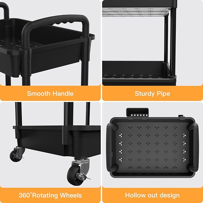 3 Tier Rolling Utility Cart - Image 2