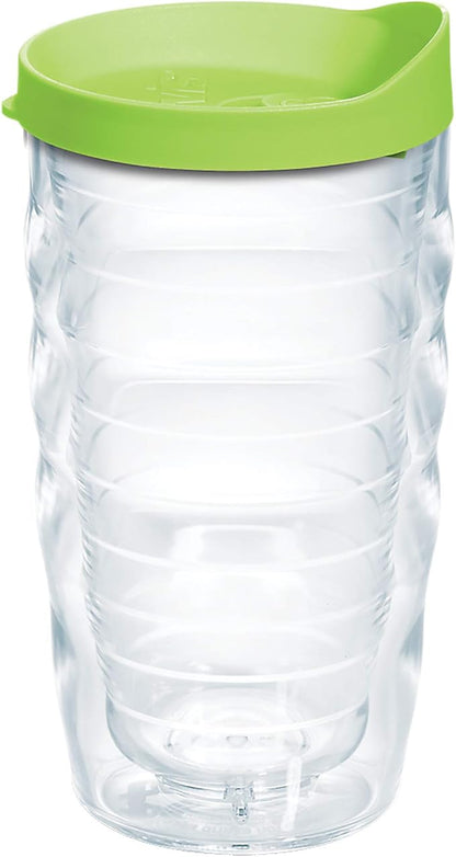Tervis Clear & Colorful Lidded Made in USA Double Walled Insulated Tumbler Travel Cup Keeps Drinks Cold & Hot, 10oz Wavy, Lime Green Lid by TervisTumblerCompany