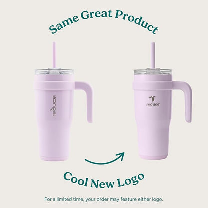 REDUCE 24 oz Tumbler with Handle - Vacuum Insulated Stainless Steel Travel Mug with Sip-It-Your-Way Lid and Straw - Keeps Drinks Cold up to 24 Hours - Sweat Proof, Dishwasher Safe - OG Papaya - Image 2