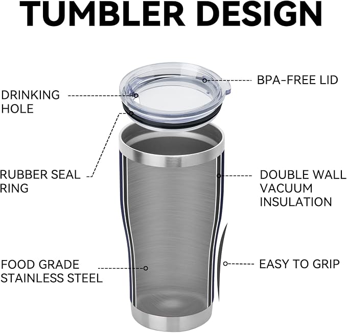 DOMICARE 20oz Tumbler with Lid Stainless Steel Tumblers Bulk, Double Wall Vacuum Insulated Coffee Travel Mug Powder Coated Tumbler, 12 Count (Pack of 1) Navy - Image 4