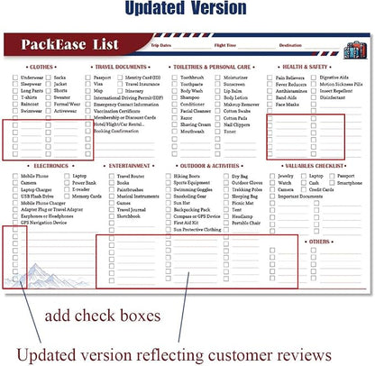 Large Travel Packing list PackEase checklist Essentials Memo Note Pad | A4 Size - Image 2