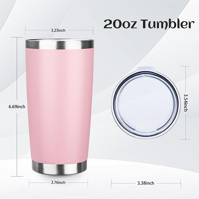 StarSpeed 20oz Tumbler Bulk with Lid, Stainless Steel Insulated Tumblers Double Wall Vacuum Insulated Travel Mug, Powder Coated Coffee Cups for Hot and Cold Drinks(Lght Pink,1) - Image 2