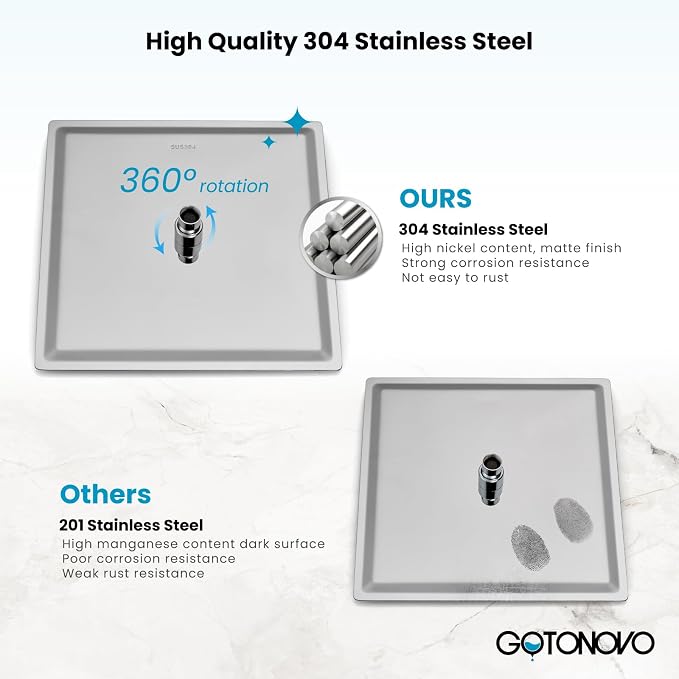 gotonovo 10'' Rain Shower Faucet System Rainfall Shower Head with Handheld Sprayer Waterfall Tub Spout Wall Mounted Mixer Combo Rough-in Valve and Trim Included 5.7 Inch Wide Spout Polished Chrome - Image 7