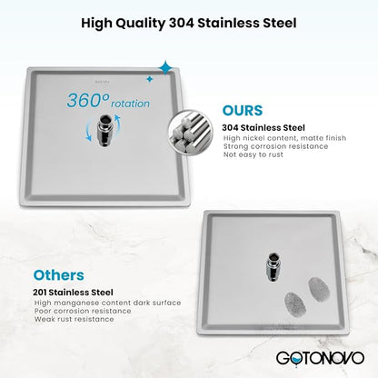 gotonovo 10'' Rain Shower Faucet System Rainfall Shower Head with Handheld Sprayer Waterfall Tub Spout Wall Mounted Mixer Combo Rough-in Valve and Trim Included 5.7 Inch Wide Spout Polished Chrome - Image 7