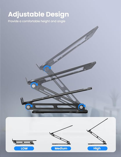 LOXP Adjustable Laptop Stand for Desk, Metal Foldable Laptop Riser Holder - Image 5