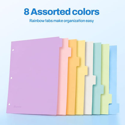 SUNEE 8 Tab Binder Dividers, Plastic Dividers - Image 6