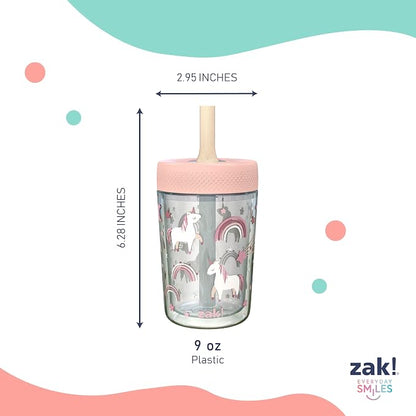 Zak Designs Capri Toddler Tumblers For Travel or At Home, 9oz 2-Pack Double Wall Plastic Sippy Cups With Leak-Proof Design is Perfect For Kids (Fairy Tales, Rainbow Magic) - Image 9