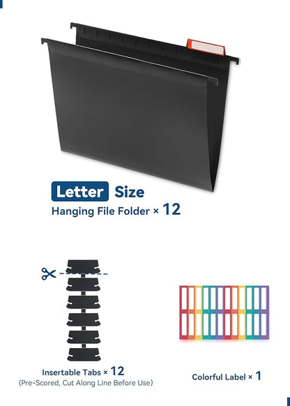 SortRax Plastic Hanging File Folders, Sturdy & Tear-Resistant, Letter Size - Image 6