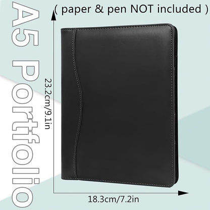 Leather Portfolio Binder 5 x 8, Mini Soft Leather Padfolio A5 Business Binder - Image 3