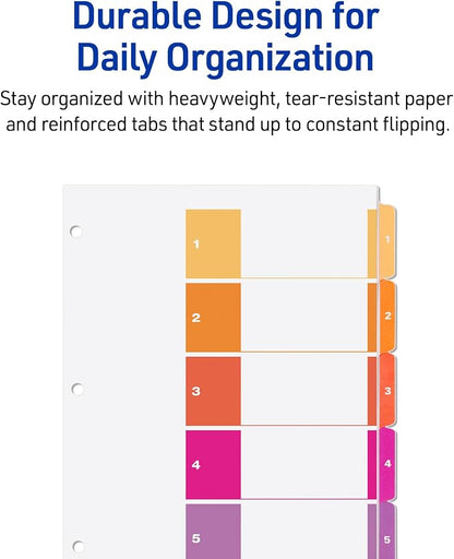 Avery Dividers for 3 Ring Binders, 5 Tabs per Set, Customizable Table of - Image 5